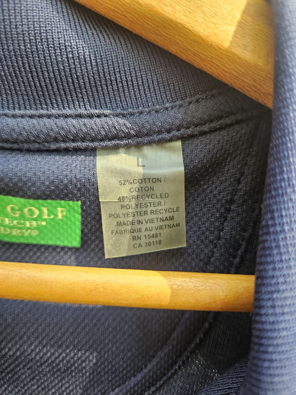 NWT Oxford Golf Mens Super Navy Blue Collared Golf Tee, Size Large - Picture 8 of 8